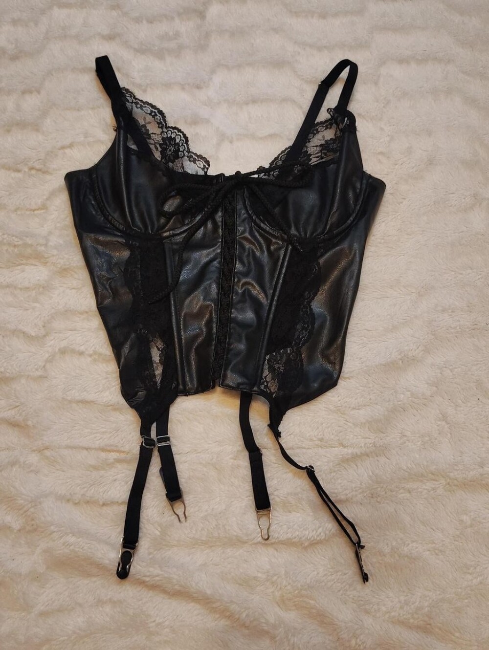 Allure Lingerie Leather And Lace Corset Top